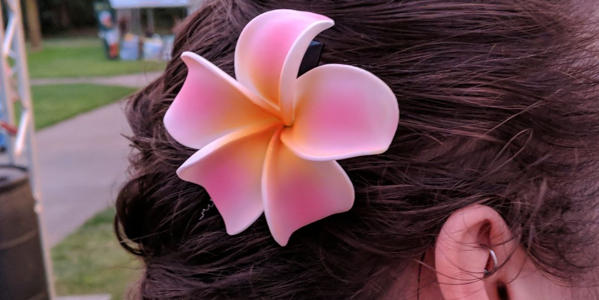 Close-up of a flower in hair